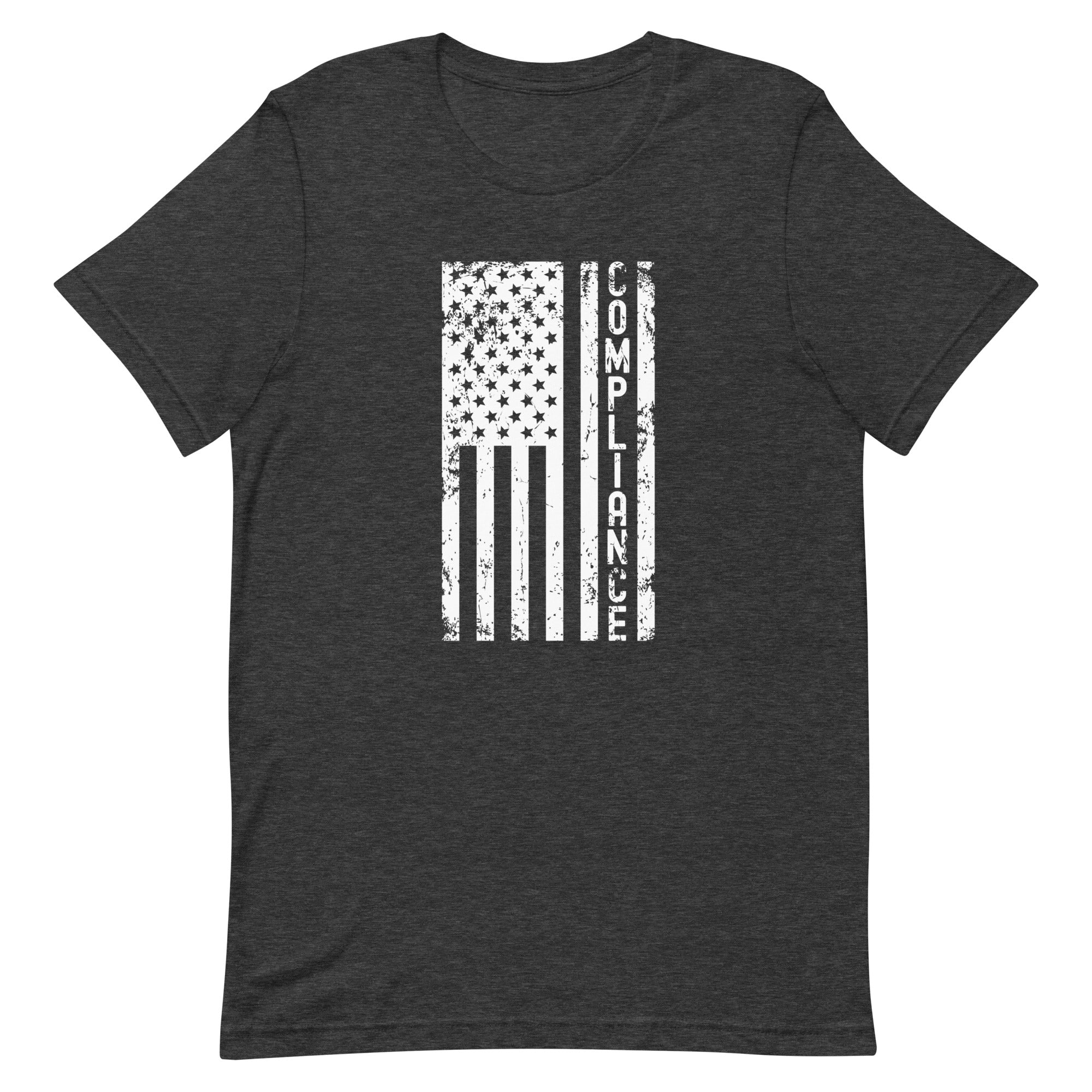 Unisex t-shirt | Compliance (deisgn on American flag)