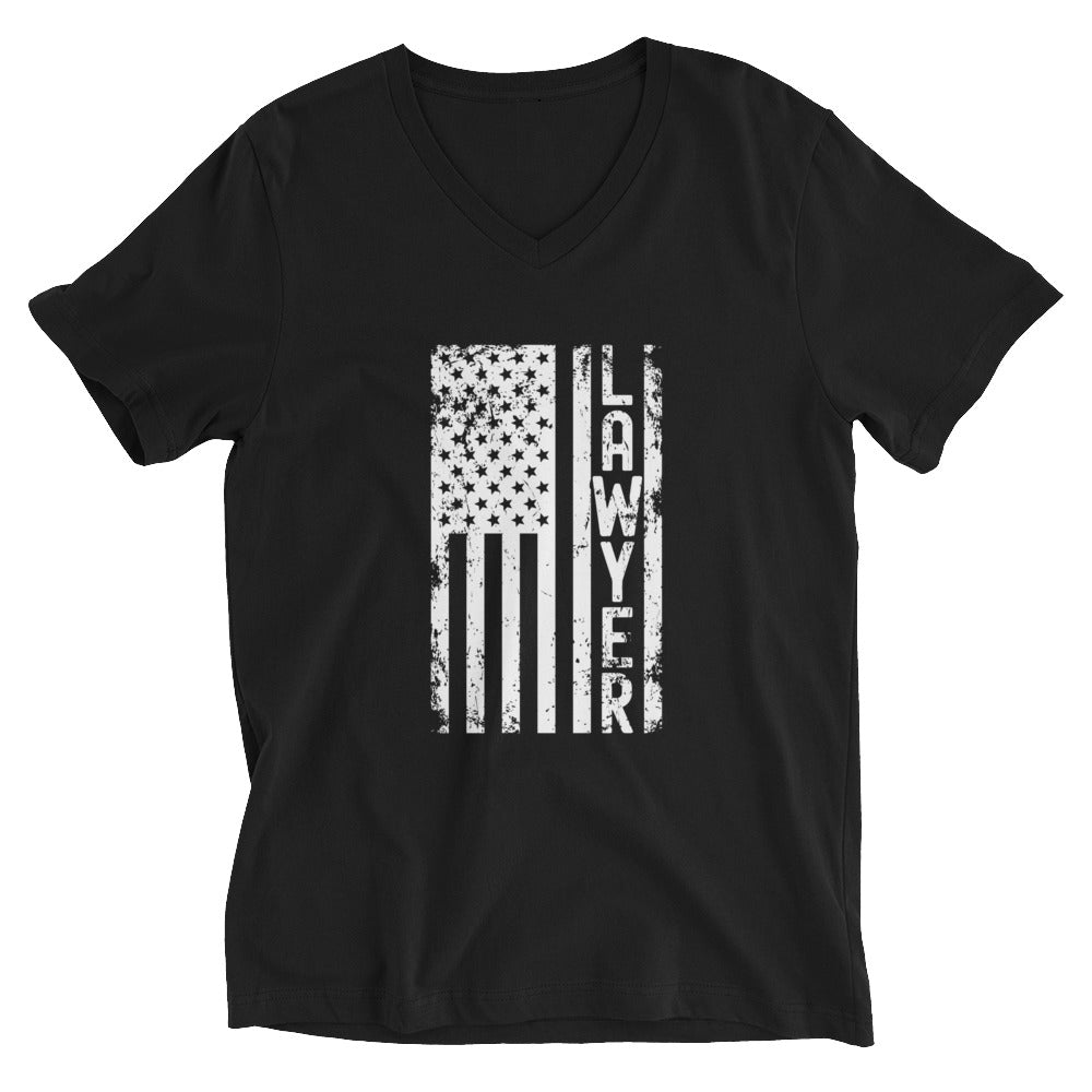 Unisex Short Sleeve V-Neck T-Shirt | Lawyer (deisgn on American flag)