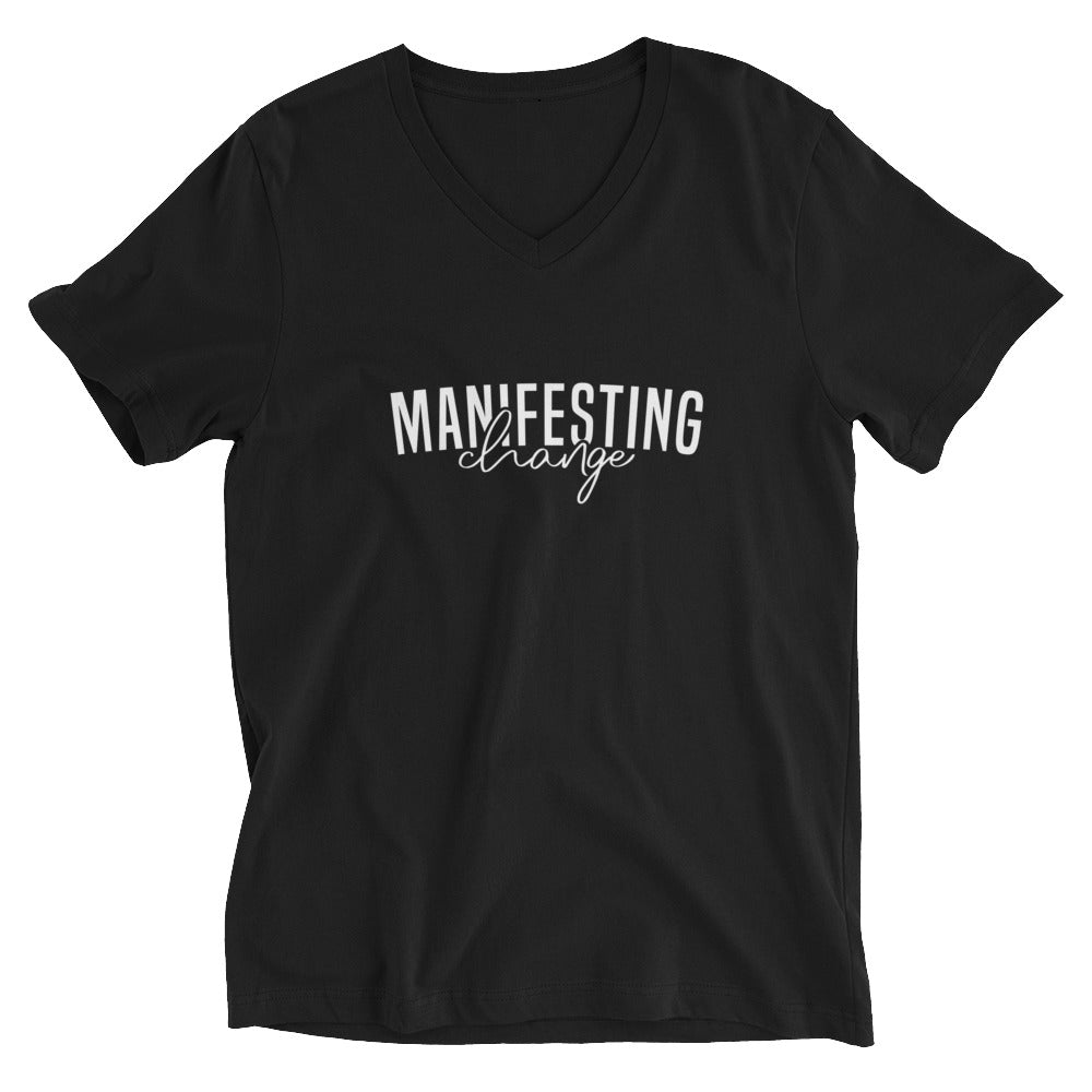 Unisex Short Sleeve V-Neck T-Shirt | Manifesting Change