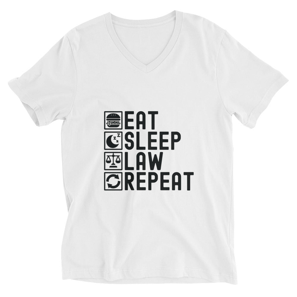 Unisex Short Sleeve V-Neck T-Shirt | Eat Sleep Law Repeat