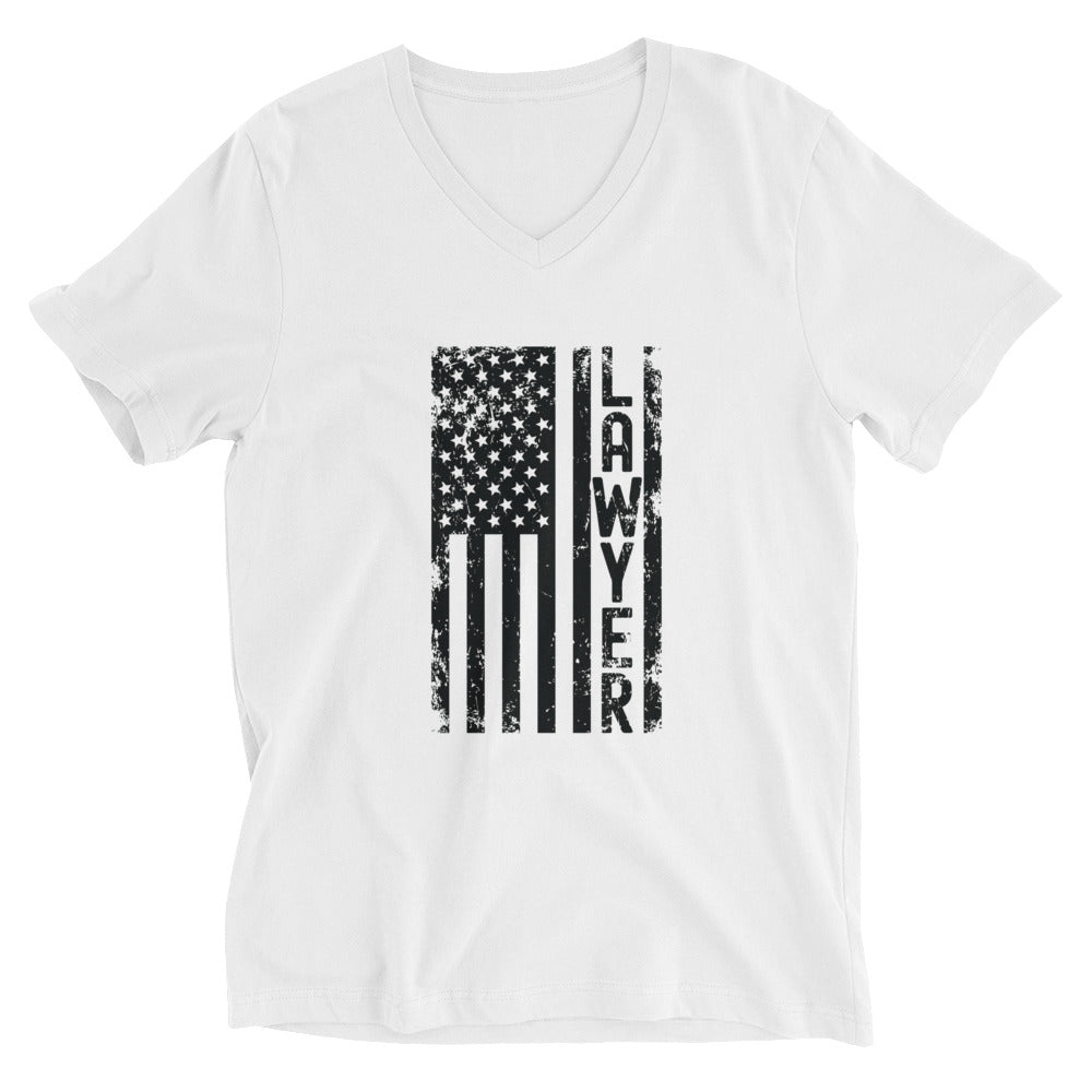 Unisex Short Sleeve V-Neck T-Shirt | Lawyer (deisgn on American flag)