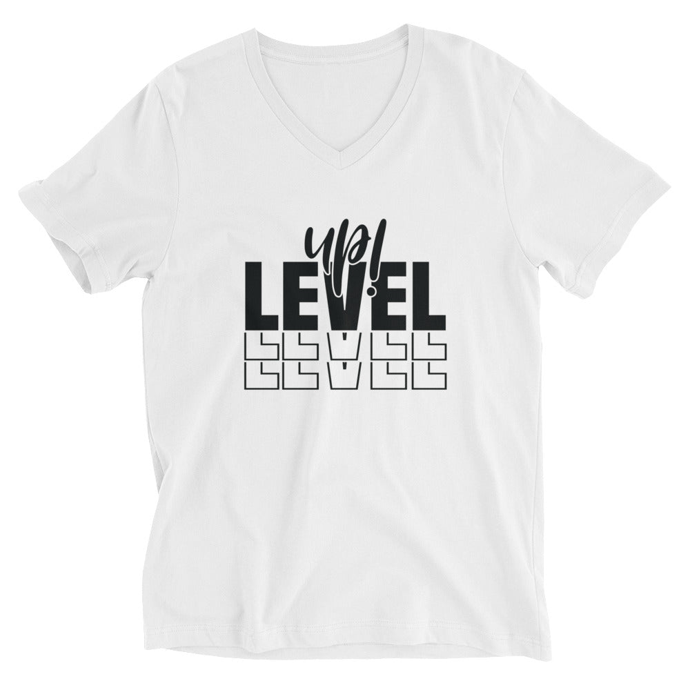 Unisex Short Sleeve V-Neck T-Shirt | Level Up