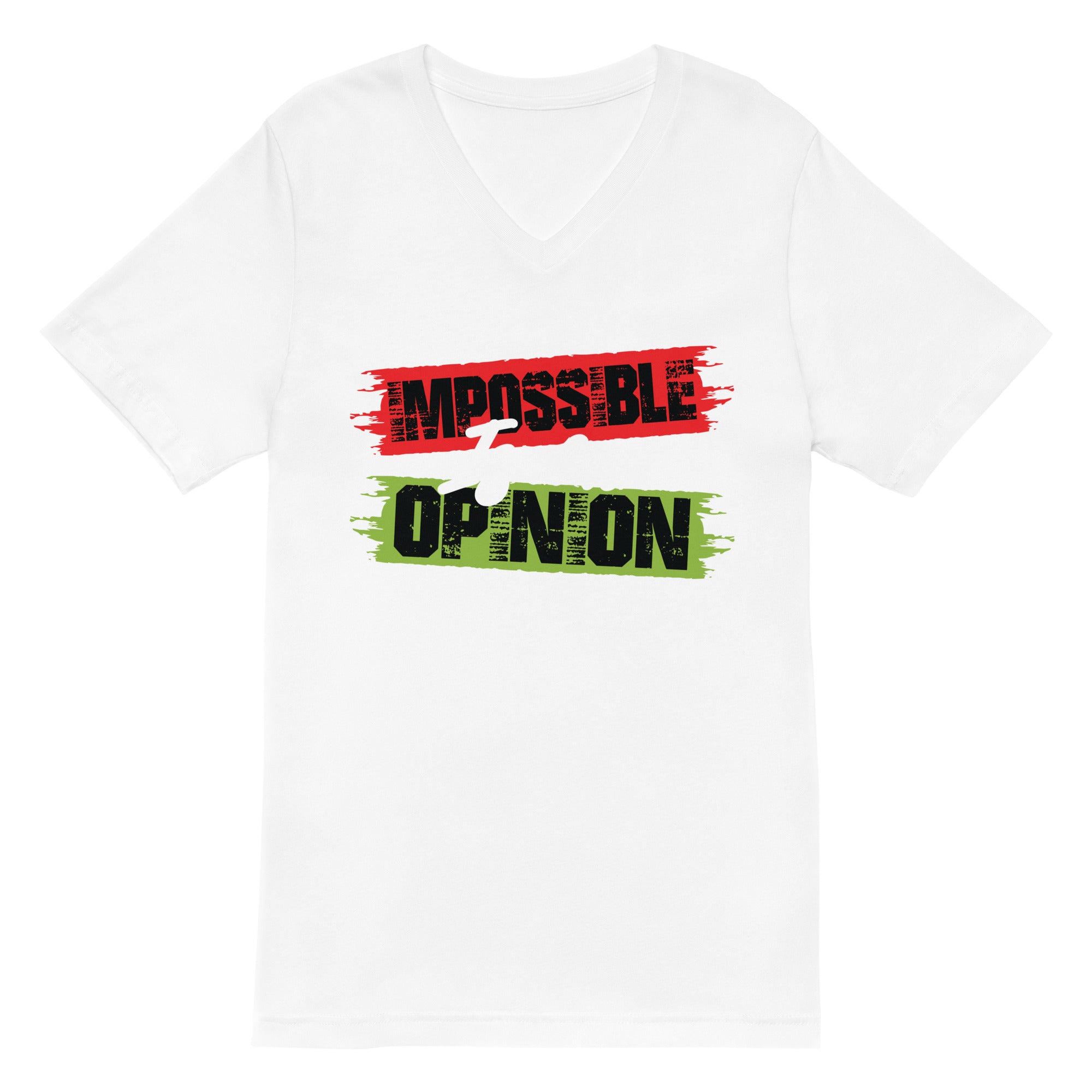 Unisex Short Sleeve V-Neck T-Shirt | Impossible is an opinion