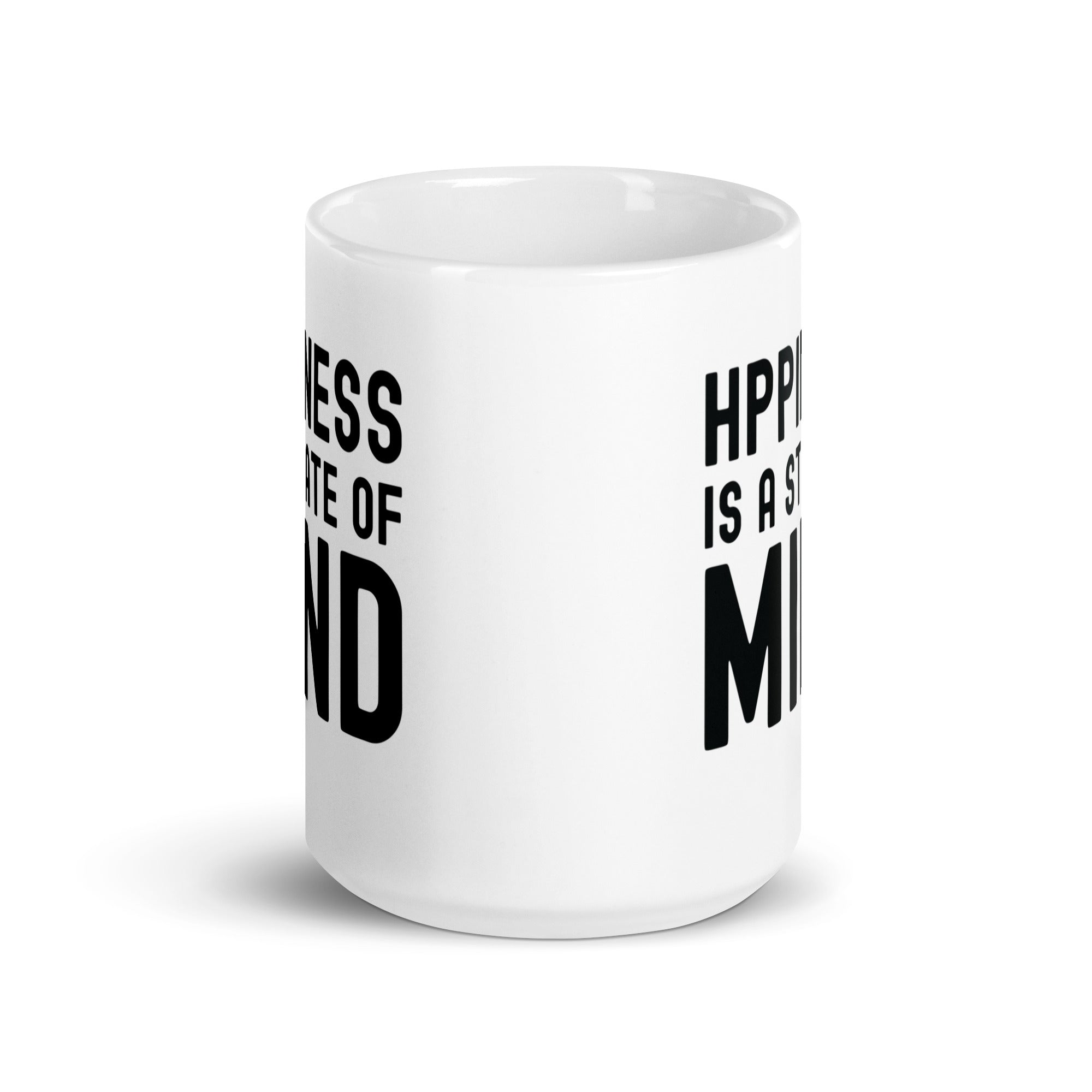 White glossy mug | Hppiness is a state of mind
