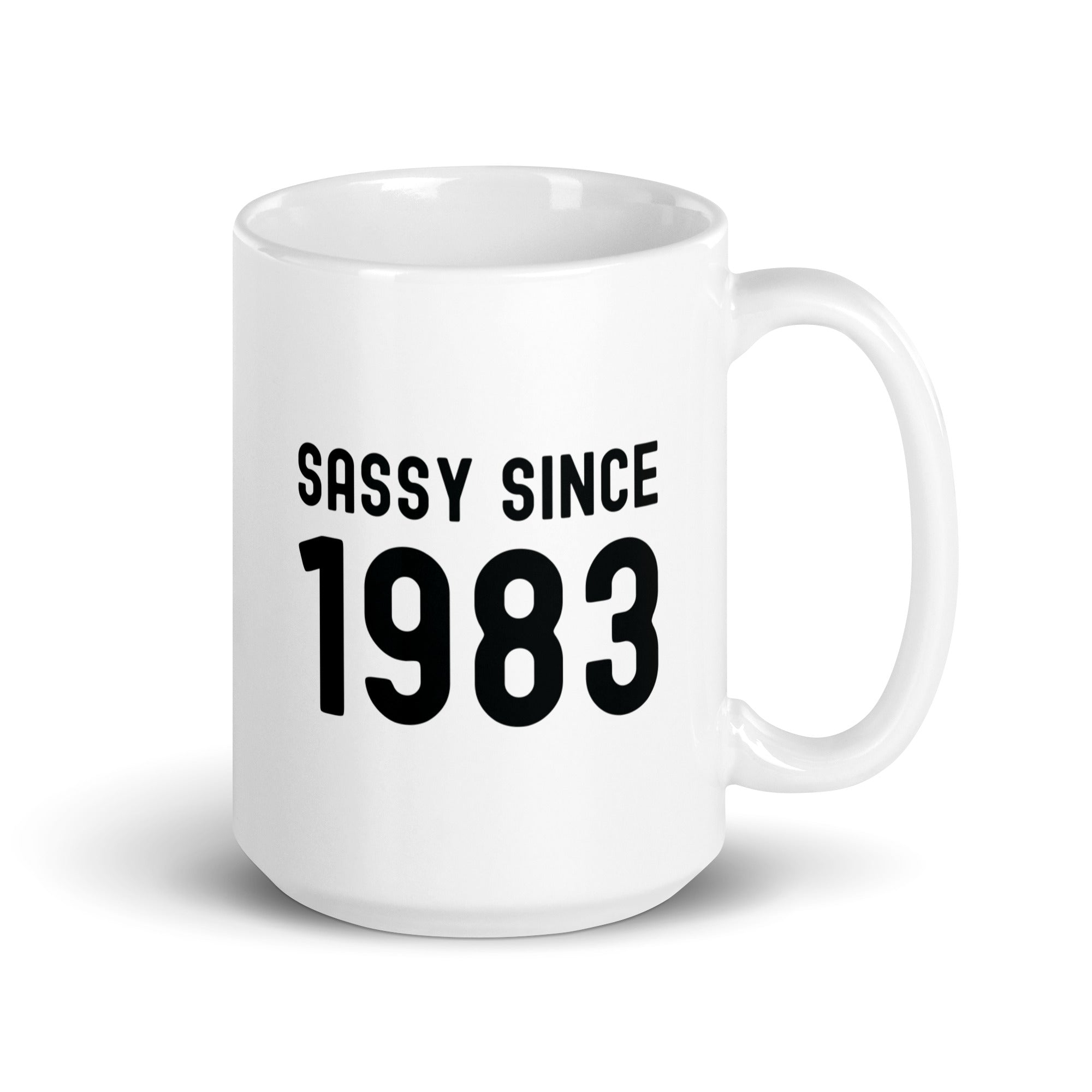 White glossy mug | Sassy since 1983