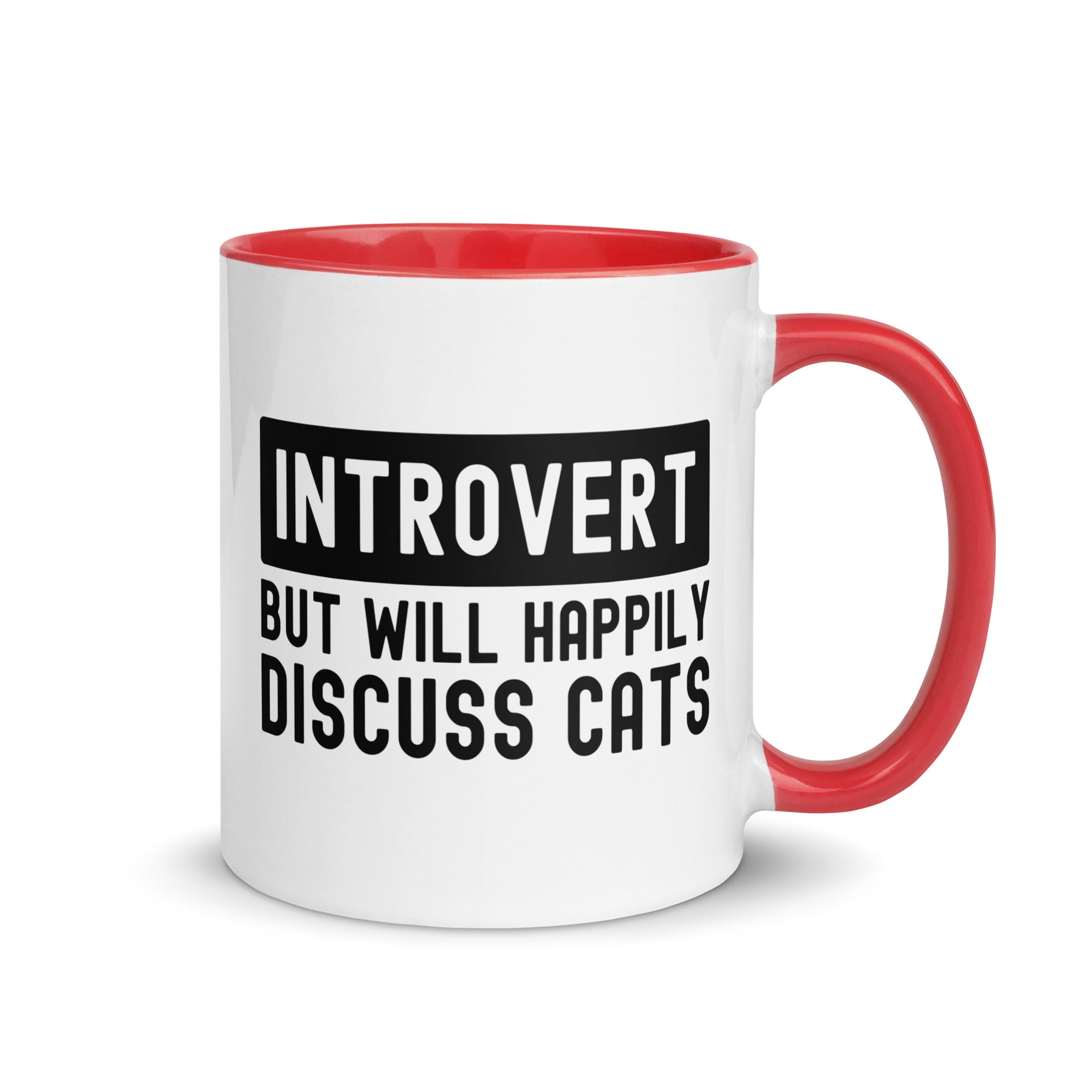 Mug with Color Inside | Introvert but will happily discuss cats